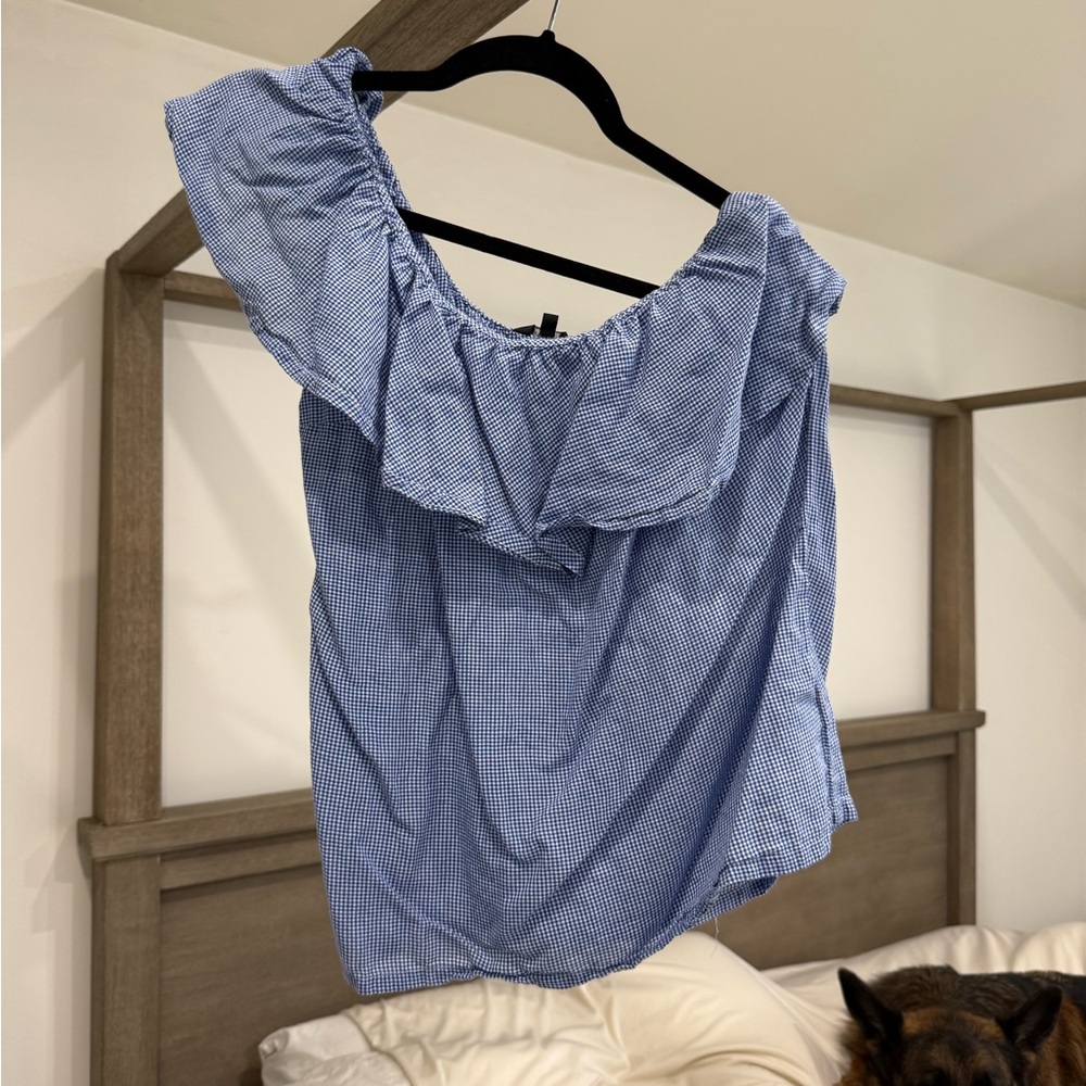 Joe Off Shoulder Gingham Blue medium